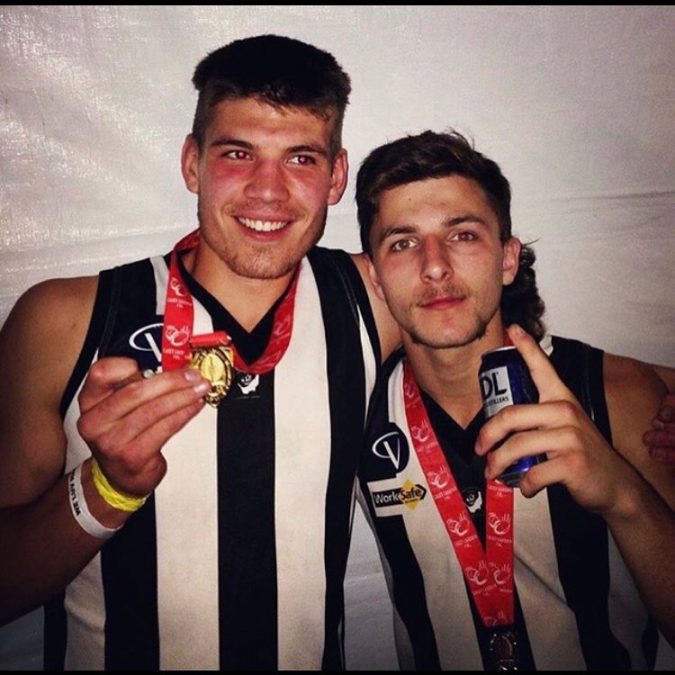 Benny and Matt played AFL together way back in 2013. Source: Instagram @thebennygiobi