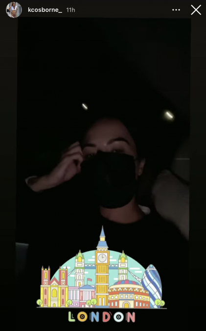KC posted a video of herself in the backseat of a taxi in London, as Michael also shared images of his flight home. Source: Instagram @kcosbourne, @mickeygoonan.