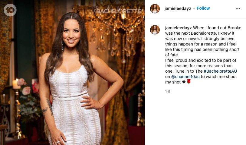Jamie-Lee said it was "now or never" to win Brooke's heart on The Bachelorette. Source: Instagram @jamieleedayz.