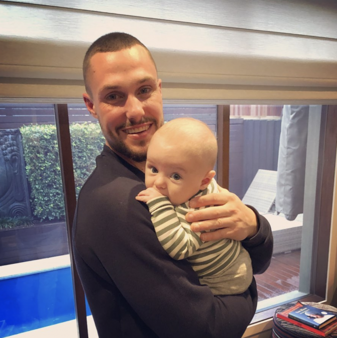 Luke Packham and Olivia told Woman's Day that Olivia is due to give birth to a baby girl next year. Pictured: Luke with his niece. 
