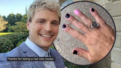 The Bachelorette's Konrad Bien-Stephen can add 'role model' to his resume after inspiring a young boy to continue wearing nail polish.