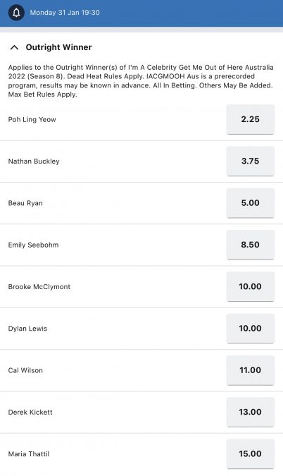 The winner of I'm a Celebrity... Get Me Out of Here! Australia 2022 has already been leaked by Sportsbet.