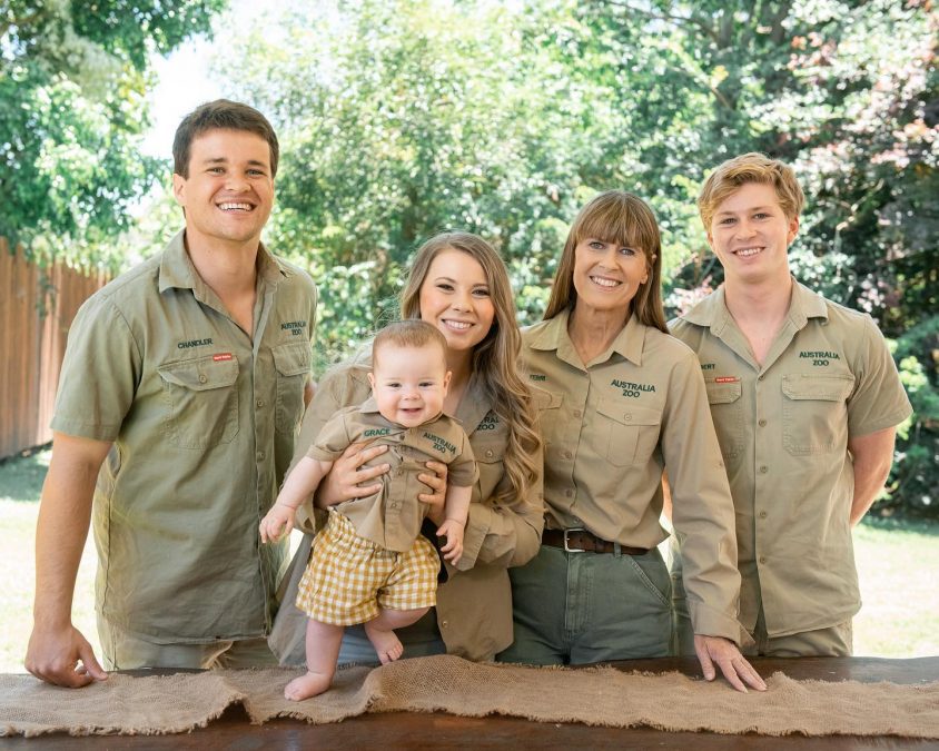 The Irwin family - Bindi, Terri, Robert, baby Grace and Bindi's husband Chandler