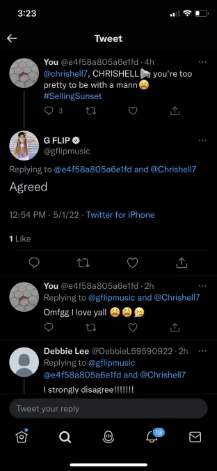 g flip chrishell tweet