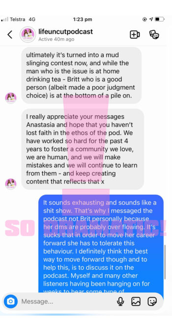 laura byrne text exchange life uncut listeners