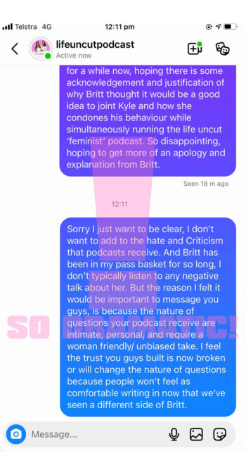laura byrne life uncut listeners text exchange