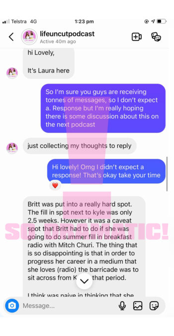 laura byrne text exchange life uncut listeners