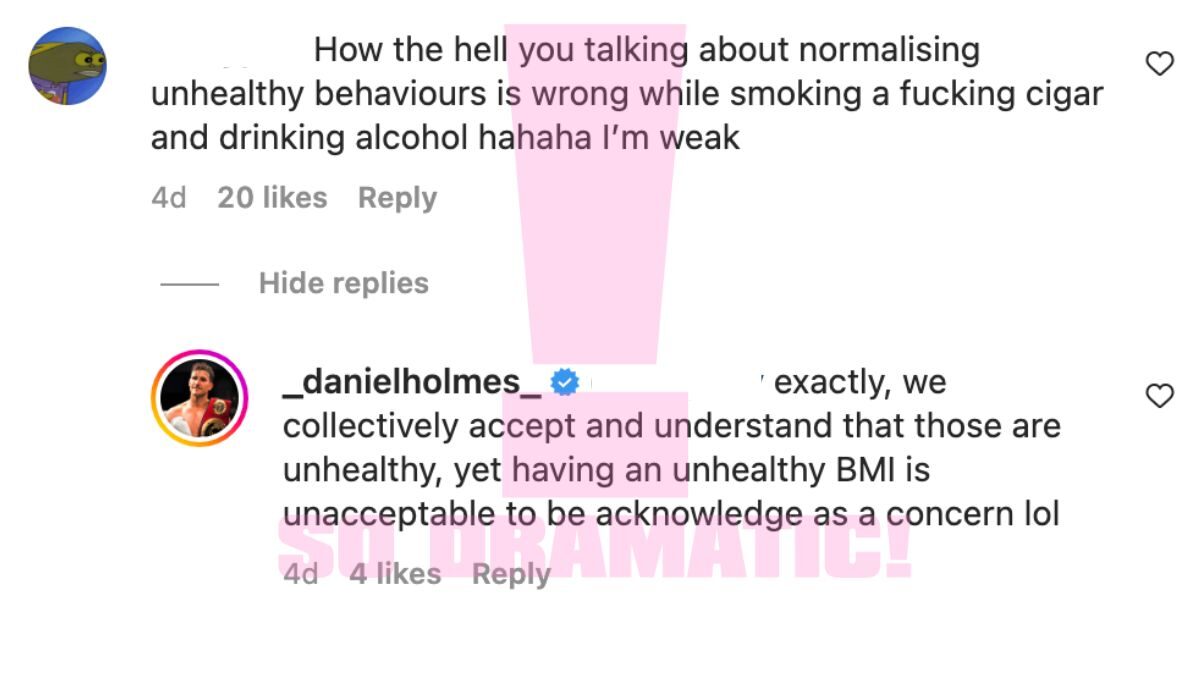 daniel holmes outdated bmi unhealthy response