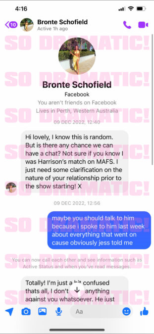 BRONTE schofield abby miller leaked messages harrison
