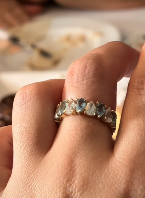 martha gender reveal ring blue diamond
