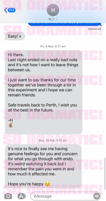 Harrison leaked text to Bronte married at first sight