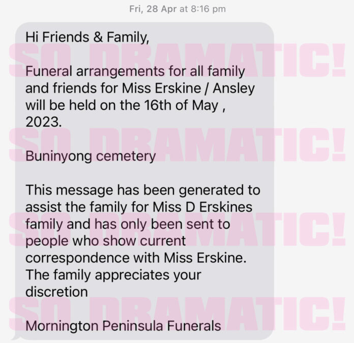 bride and prejudice funeral notice