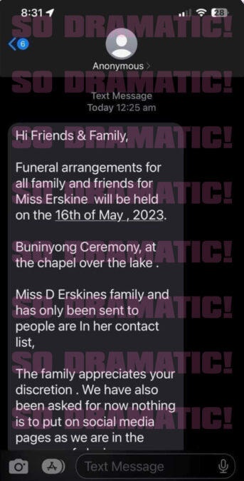 dannii erskine funeral message