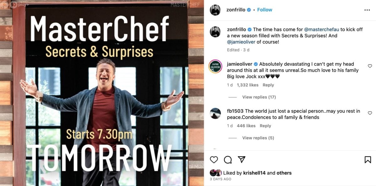 Jock's last instagram post before his death