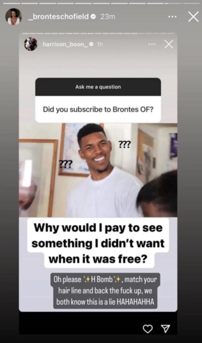 bronte response to harrison onlyfans