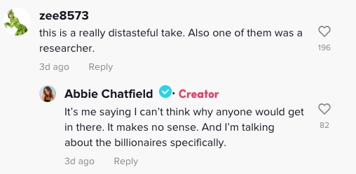 abbie chatfield tiktok comment