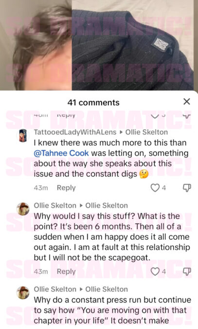 tahnee ollie cheating tiktok comments married at first sight