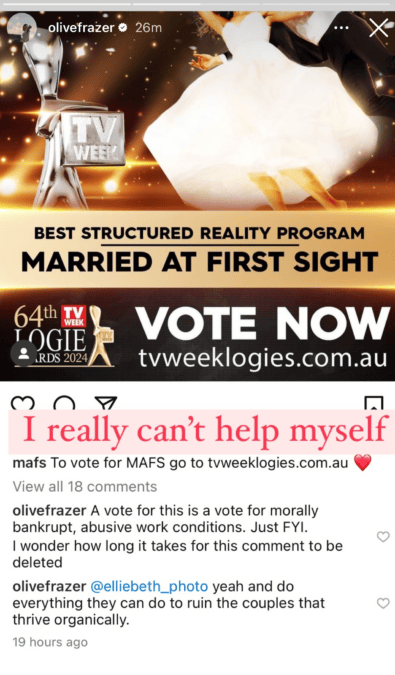olivia frazer logies married at first sight post