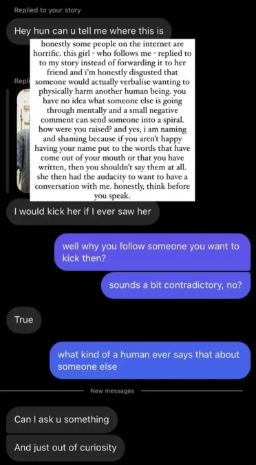 bella varelis follower message the bachelor
