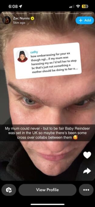 zac nunns lucinda mum harassing love island