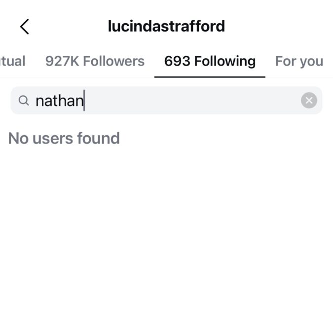 lucinda strafford nathan dawe unfollow each other