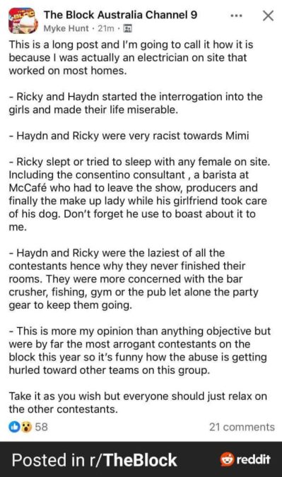 the block claims ricky haydn